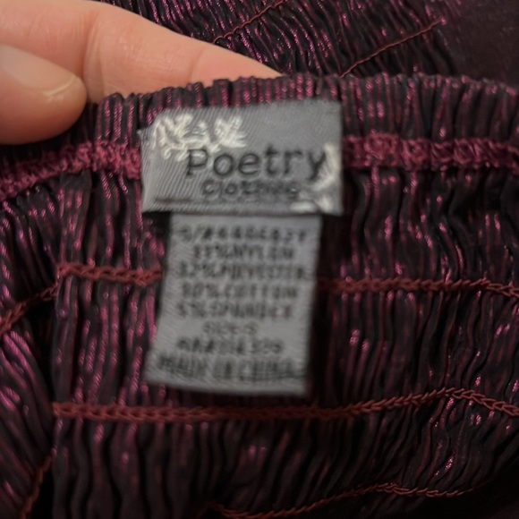 Poetry Clothing sexy top. Burgundy color with built in bra and ruffles, small - Picture 6 of 6